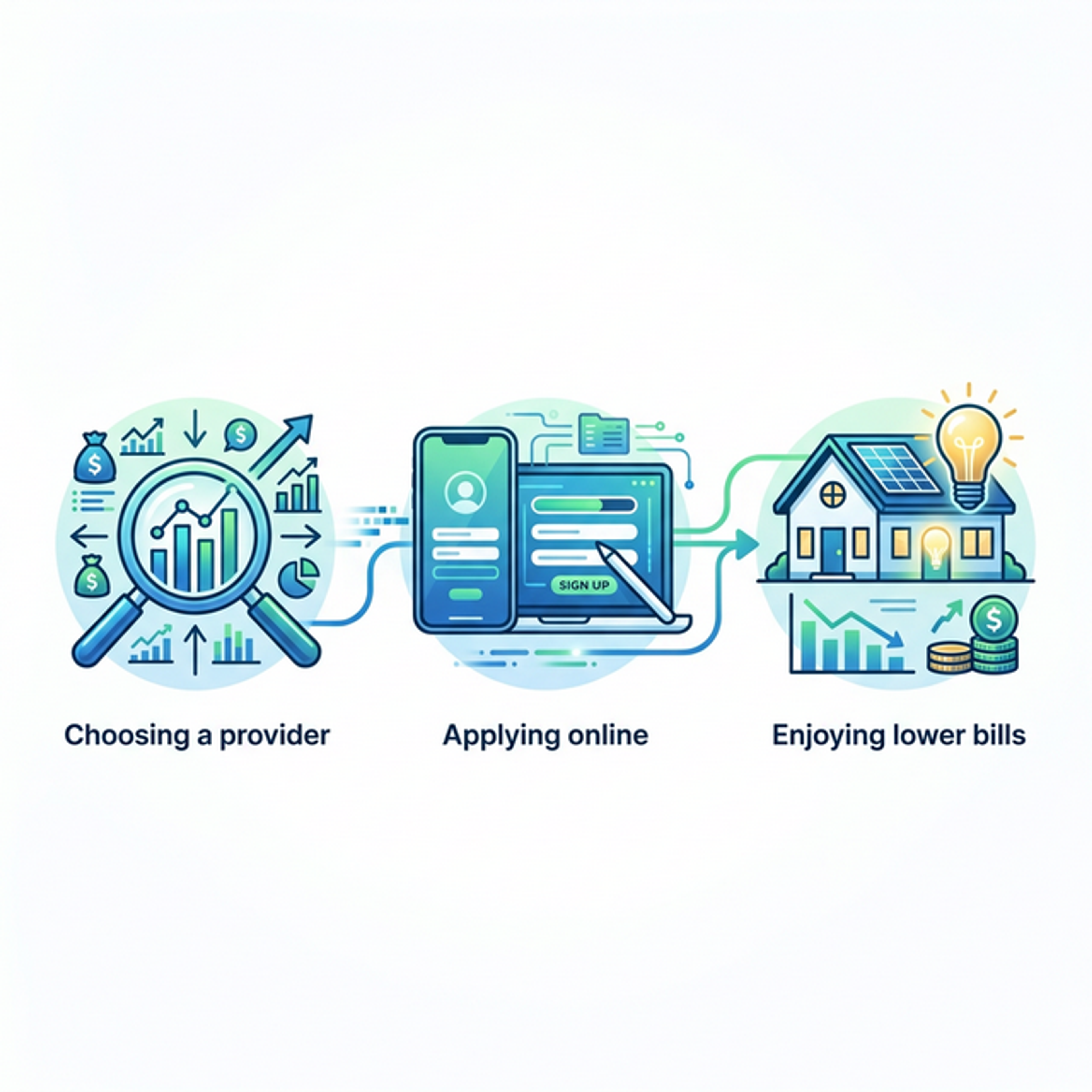 電力会社乗り換えの簡単な3ステップ図解