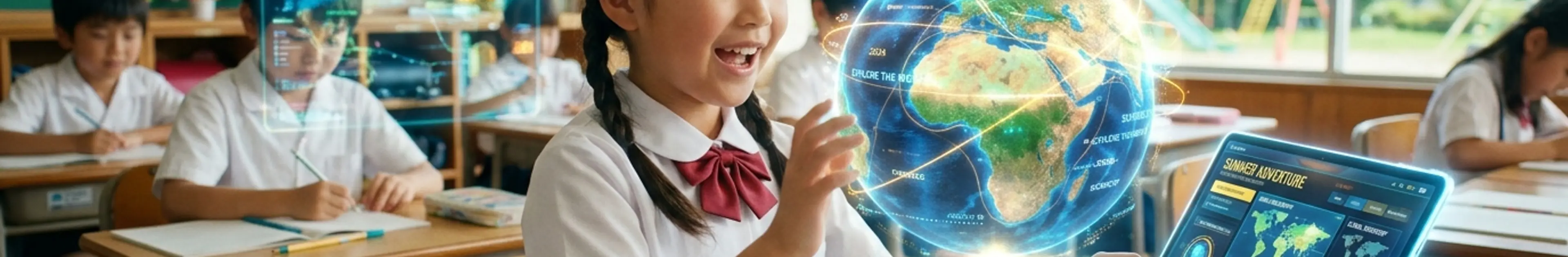 最新のデジタル学習に取り組む小学生