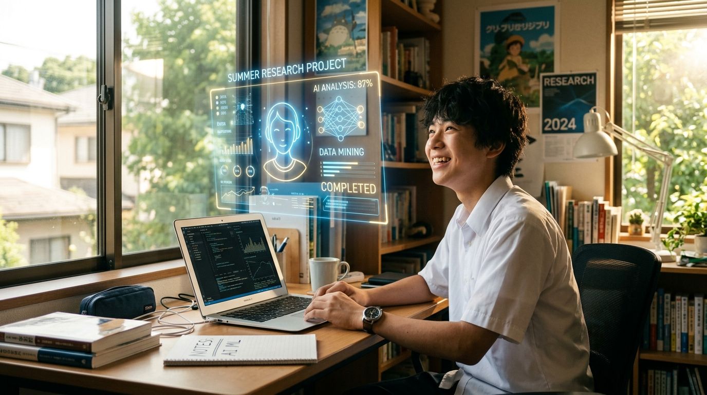 AIを活用した自由研究に取り組む学生