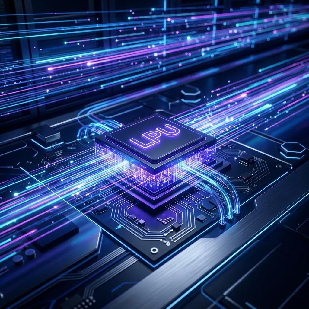 Groq LPU chip with light speed data processing