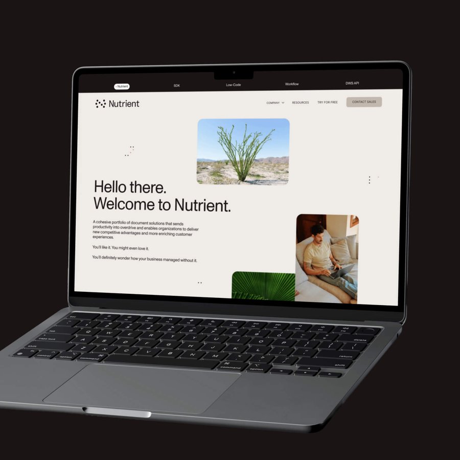 Desktop showcasing a page from Nutrient's Webflow Website, developed by Push Refresh
