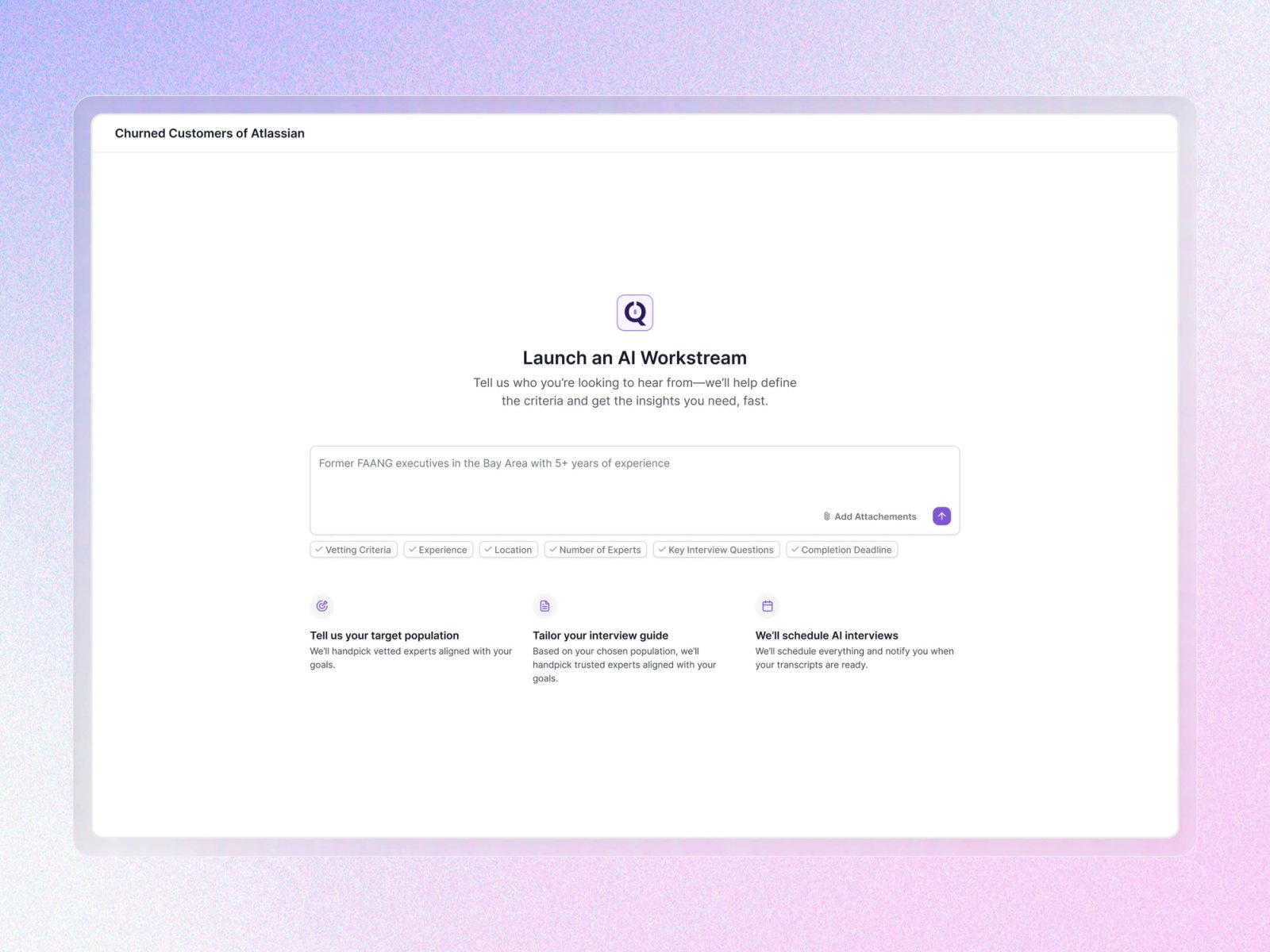 Synquery.ai's AI Workstream view designed by Push Refresh