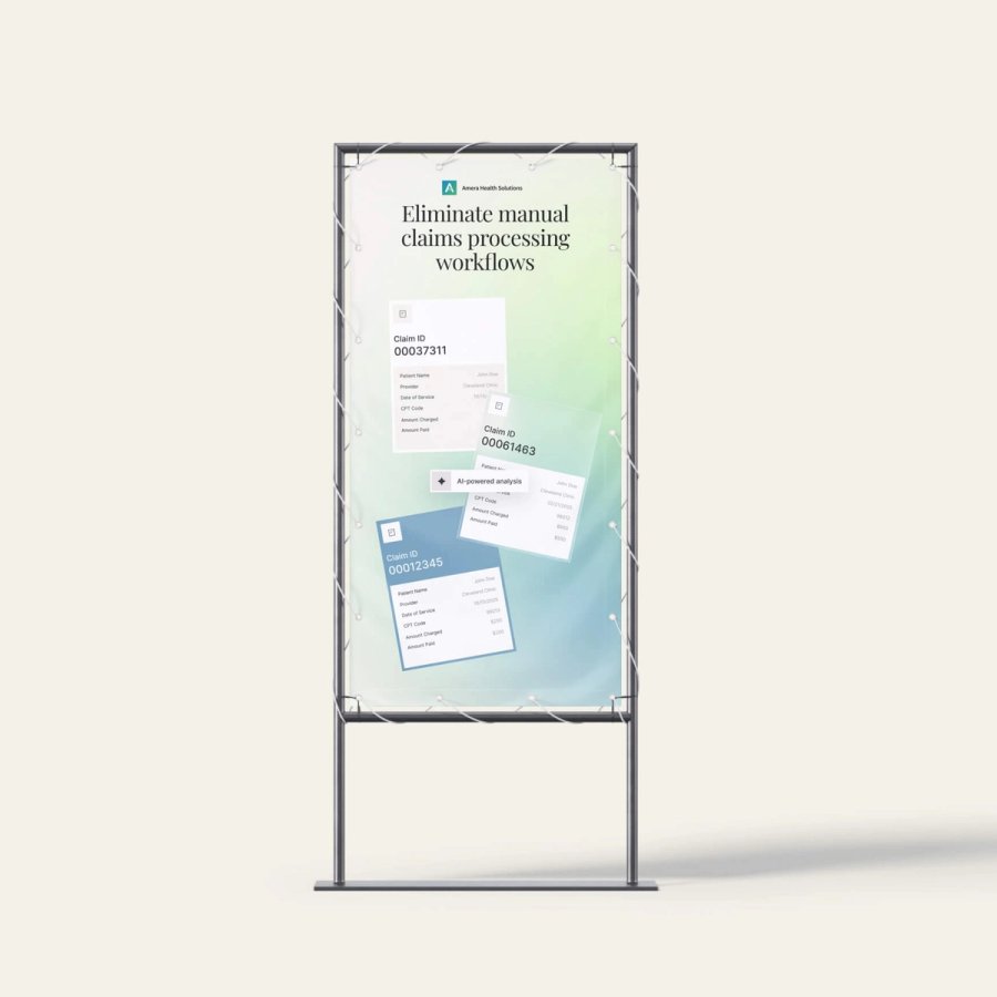 Poster showcasing Amera's brand, designed by Push Refresh