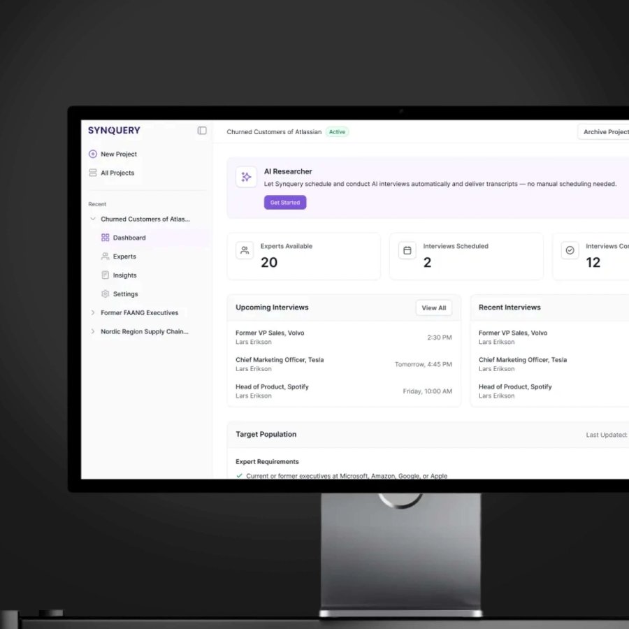 Synquery.ai's Dashboard view designed by Push Refresh