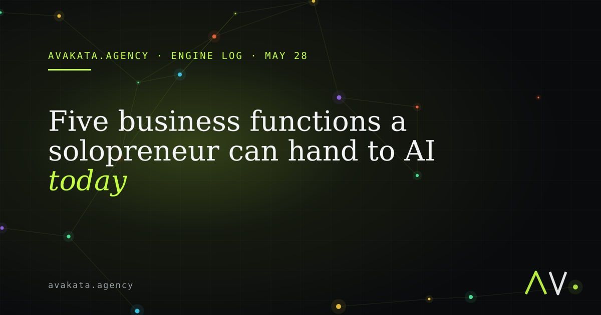 Five business functions a solopreneur can hand to AI today