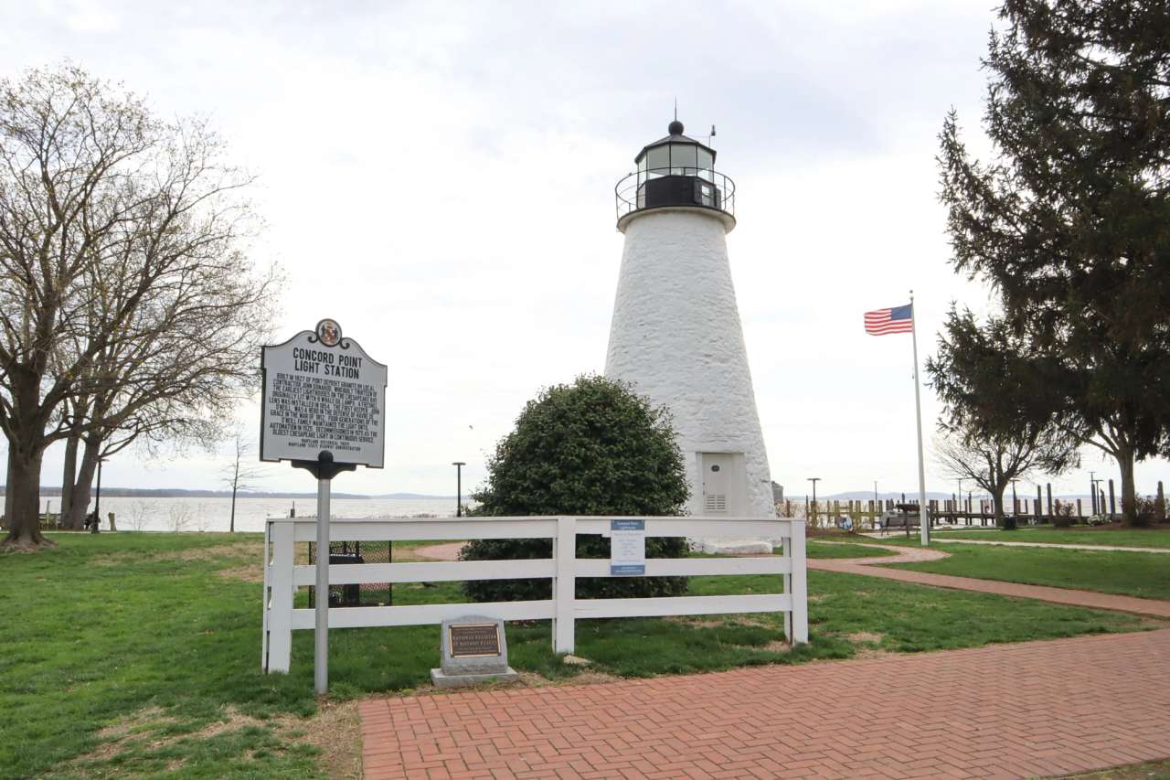 Concord Point Lighthouse in Havre de Grace, Maryland by the water