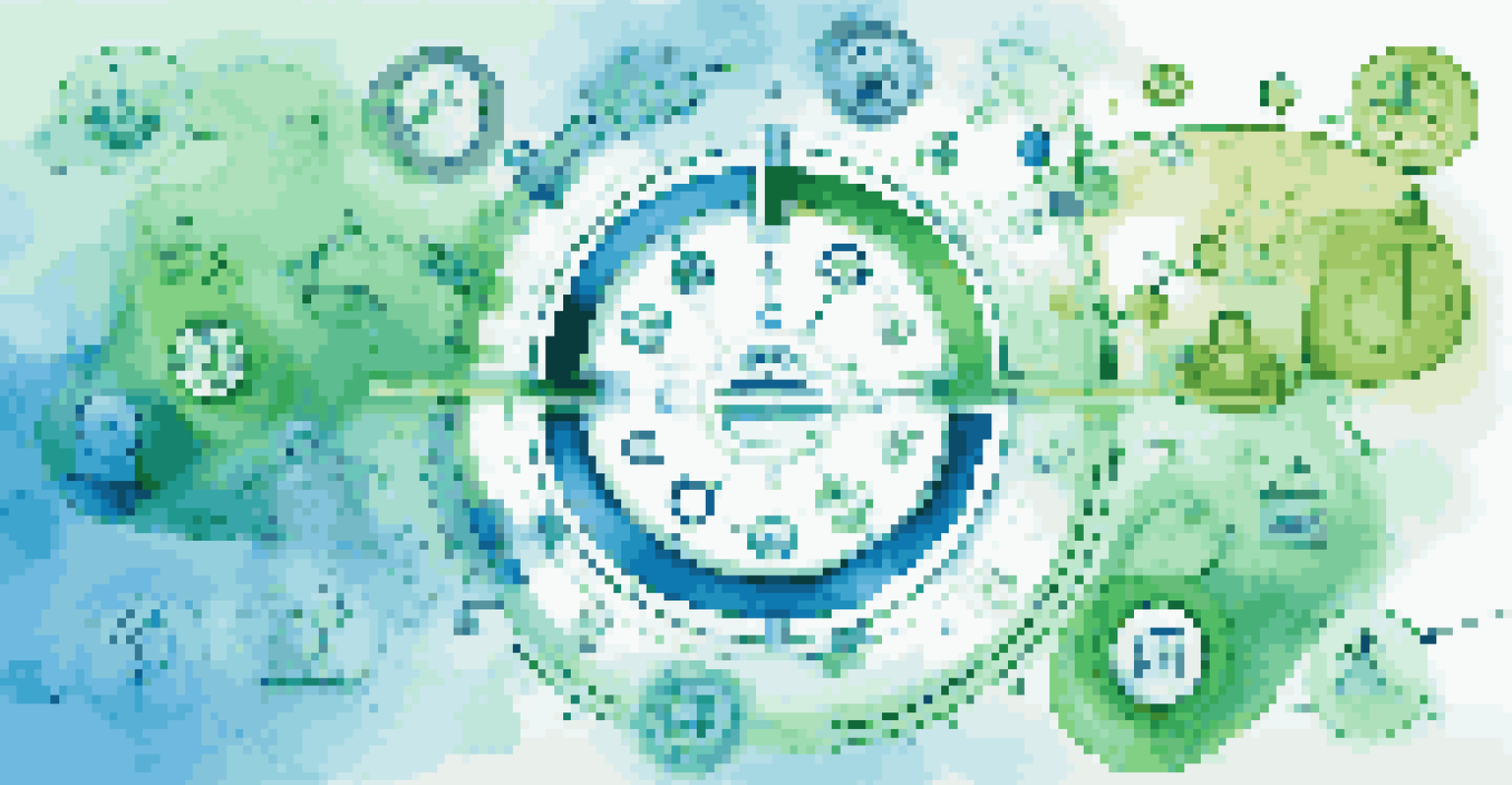 An abstract image representing Agile methodology with icons and interconnected gears on a blue and green gradient background.