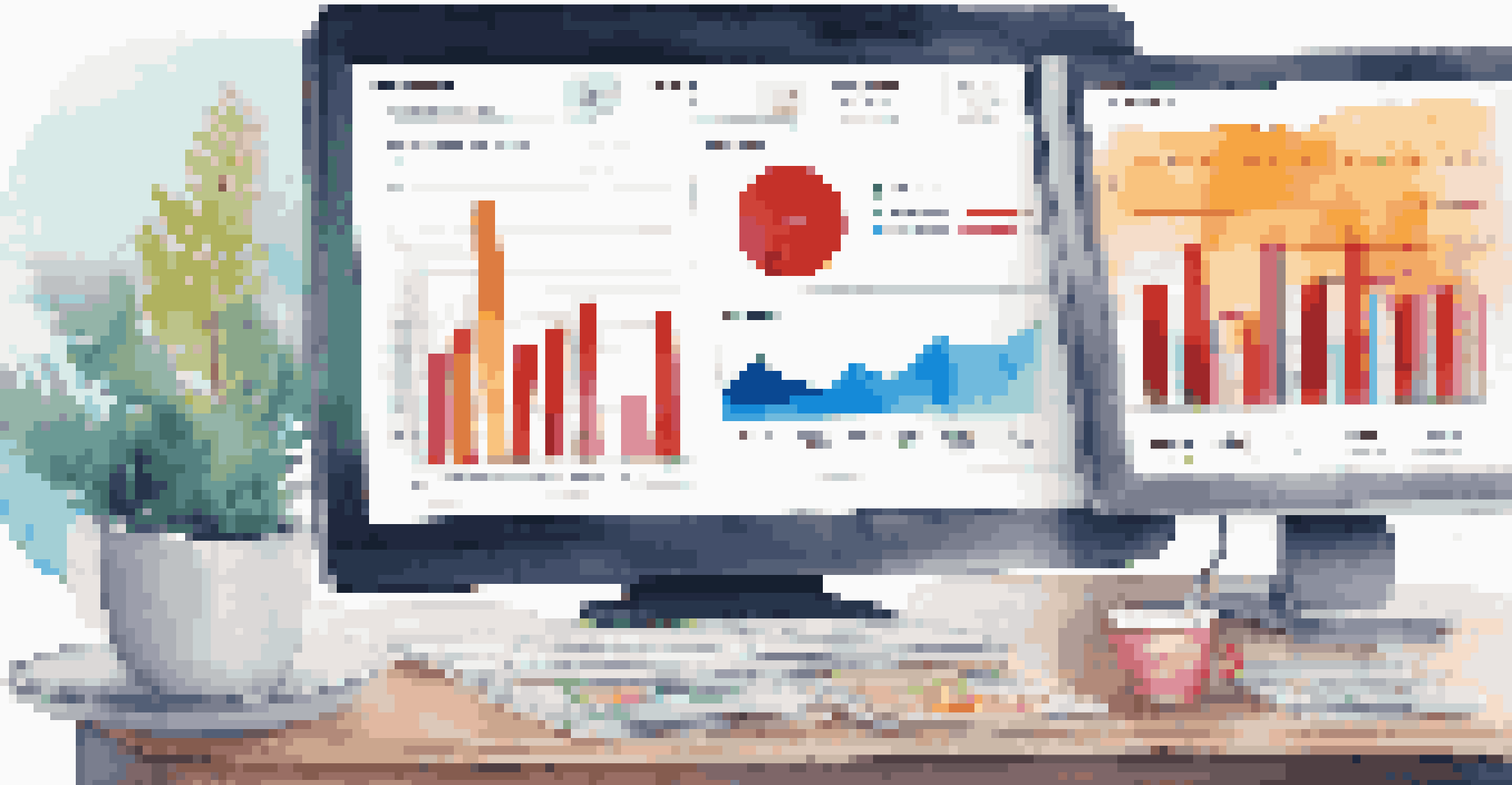 A colorful analytical dashboard showing mobile commerce metrics in a modern office.