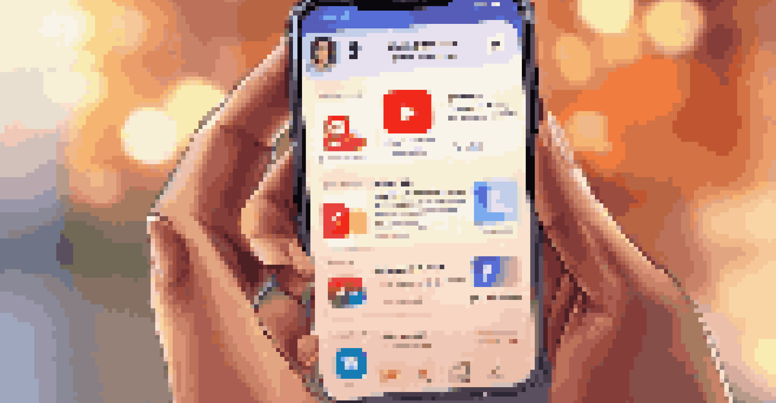 A close-up view of a smartphone showcasing social media notifications, with a blurred background and warm lighting.
