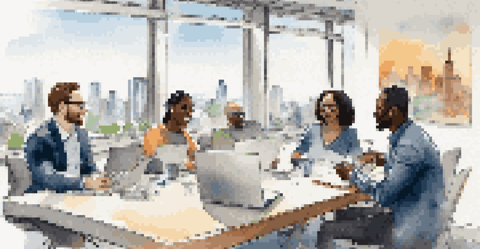 A diverse team of employees having a meeting around a table, promoting collaboration and open communication.