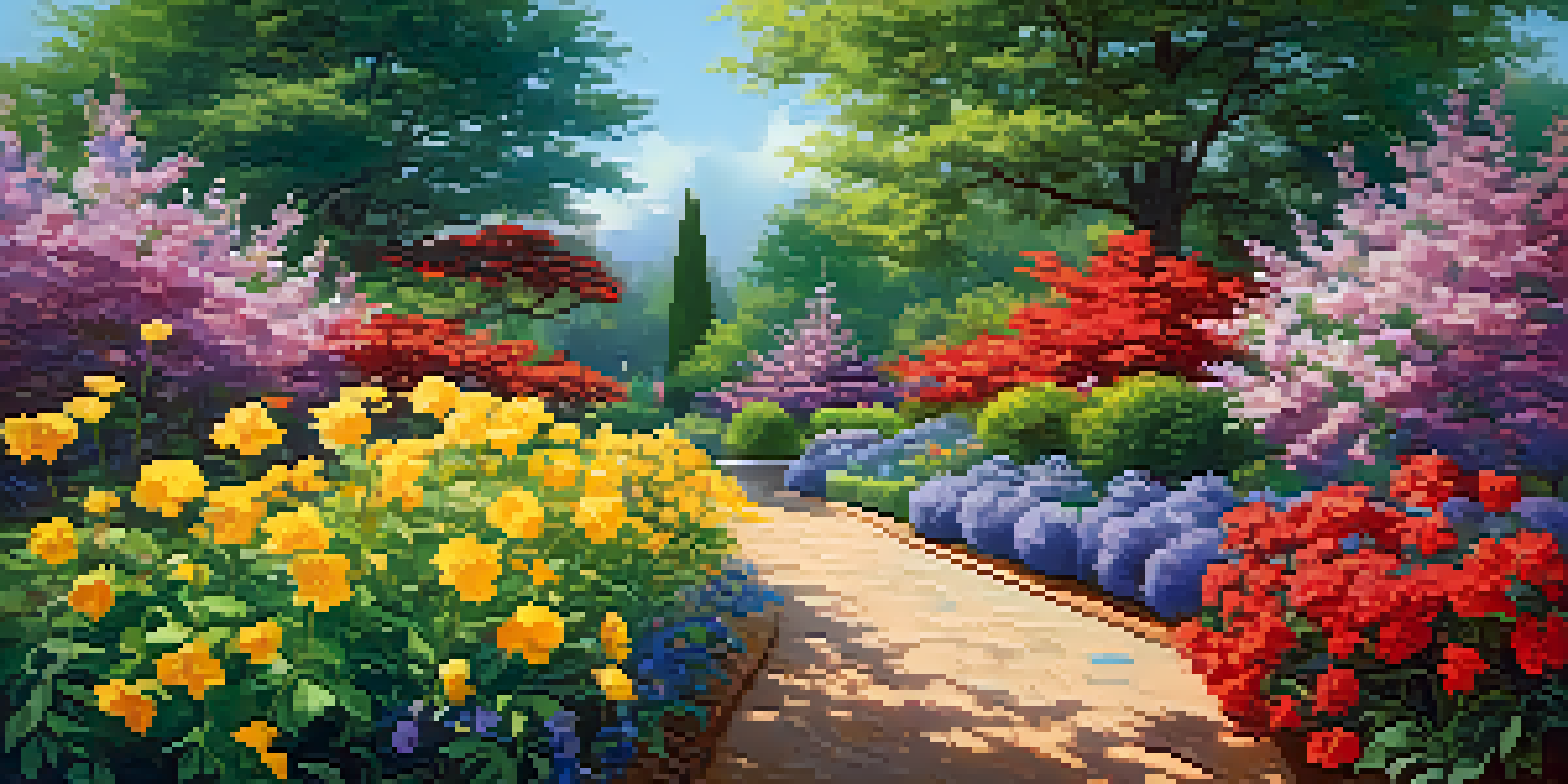 A colorful garden filled with blooming flowers under soft sunlight, symbolizing creativity and growth.