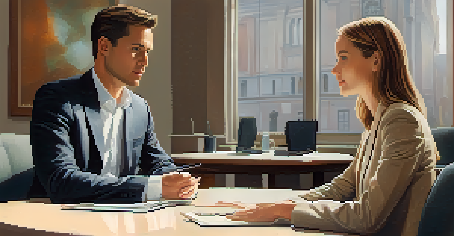 An illustration depicting two individuals mirroring each other's body language in a negotiation setting.