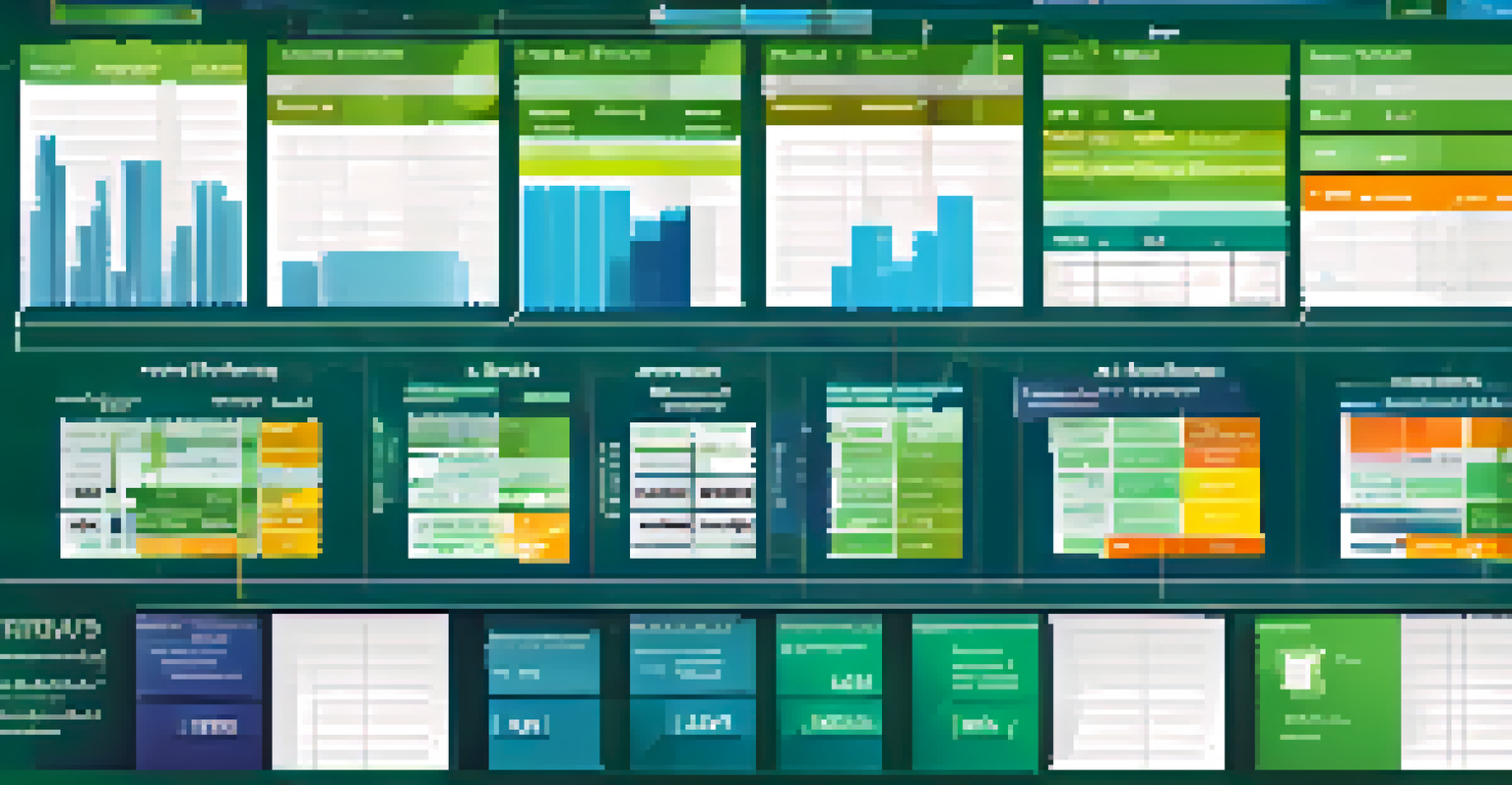 An infographic illustrating financial forecasting steps in Excel, with labeled sections and icons, on a blue-green gradient background.