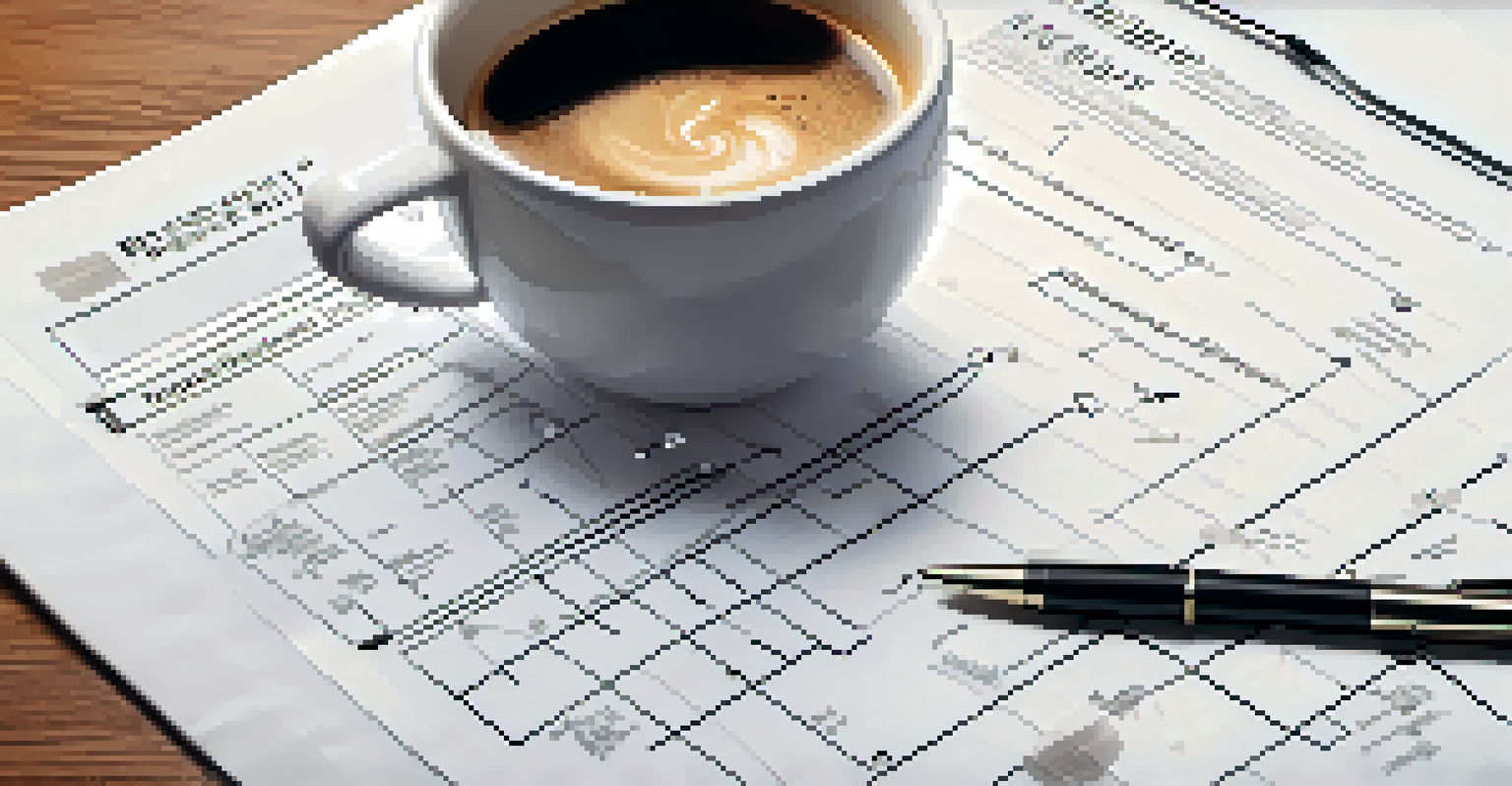 A close-up of a business continuity plan document on a desk, accompanied by a coffee cup and a pen.