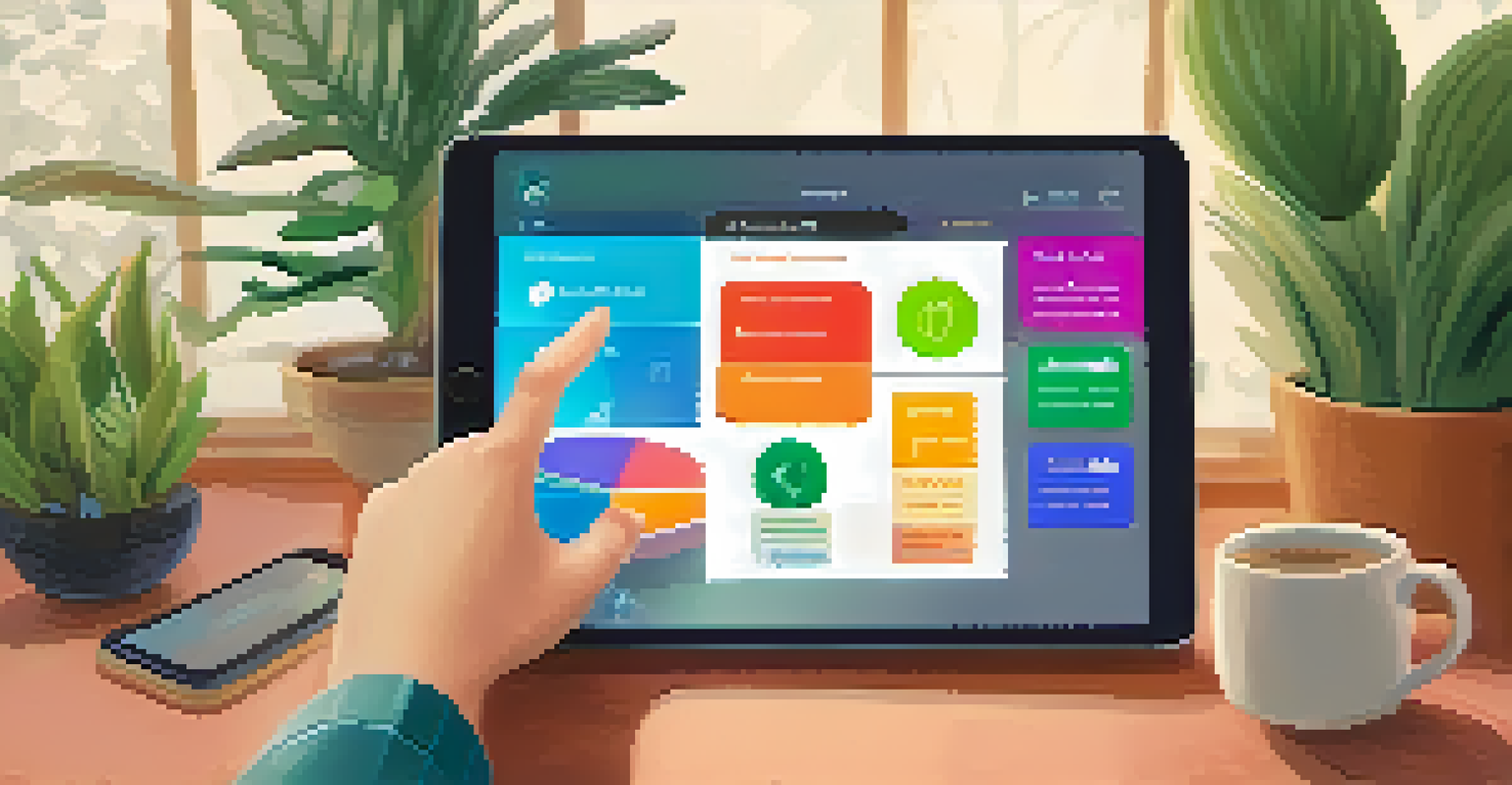 A close-up of a person holding a tablet showing an online survey in a cozy home setting.