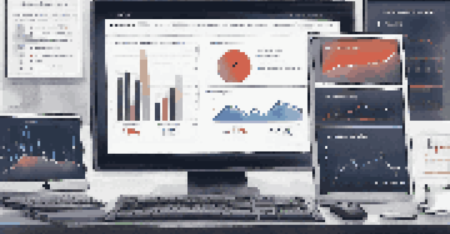 A computer screen showing a dashboard with performance metrics for a retargeting campaign in a modern workspace.