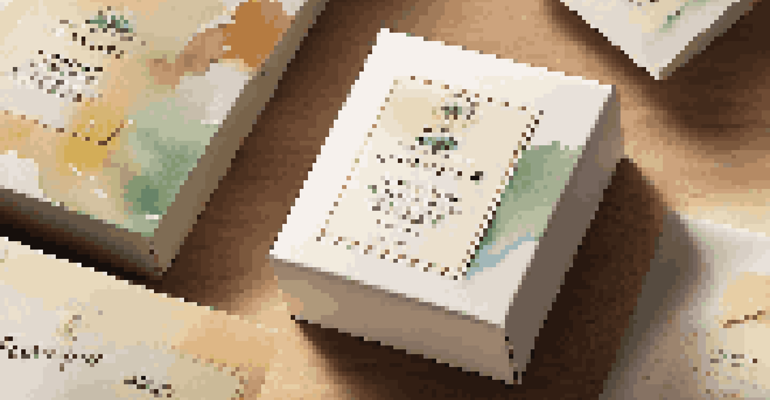 Close-up of an elegantly designed product packaging on a wooden table, with a focus on its logo and color scheme under natural light.