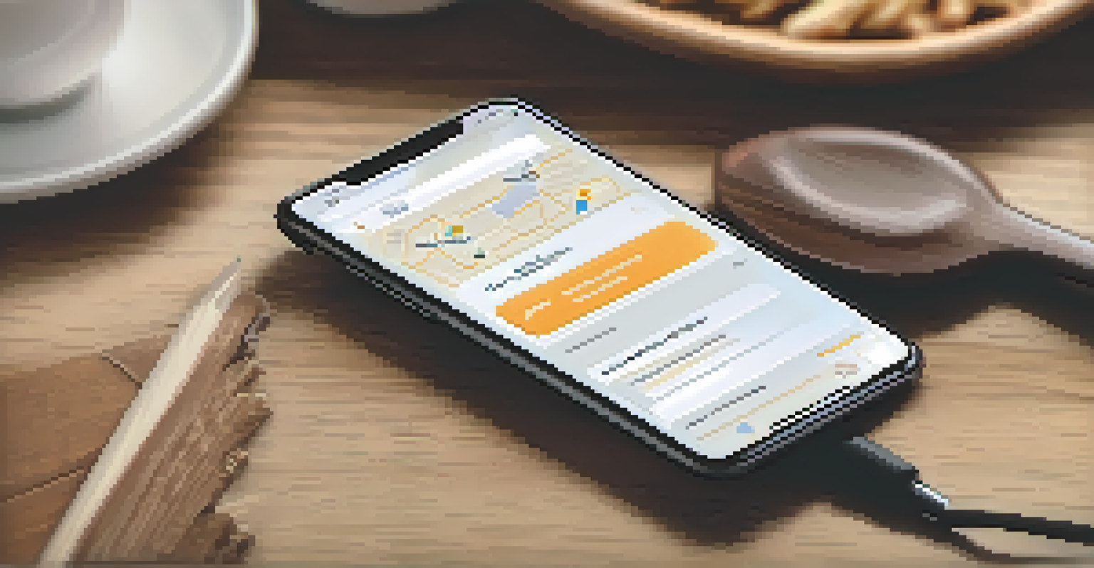 A hand holding a smartphone showing a consent management app in a cozy cafe setting.