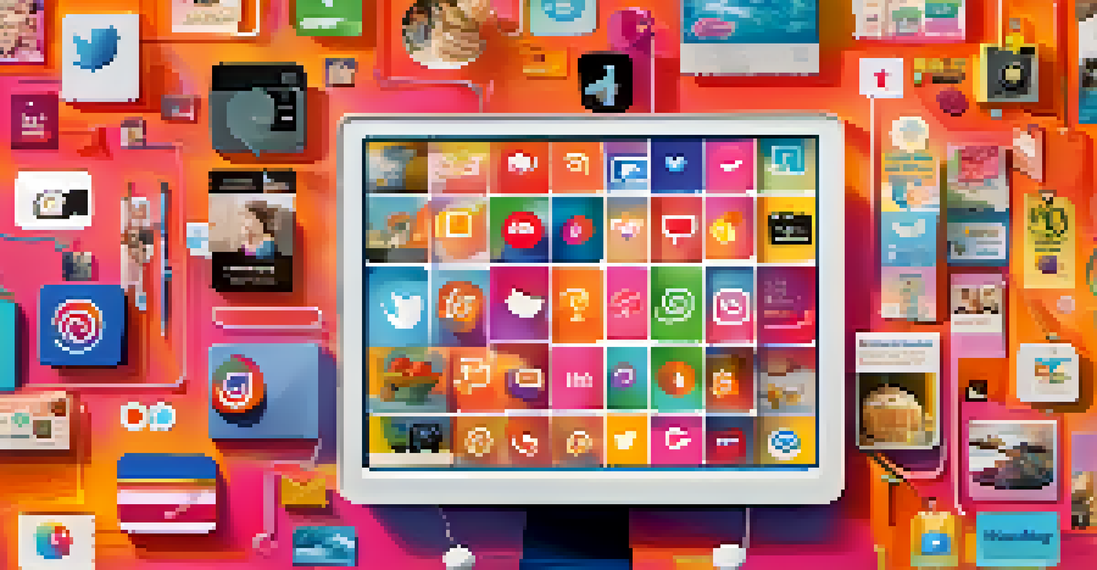A colorful social media feed showcasing user-generated content and brand personality, with vibrant colors and playful typography.