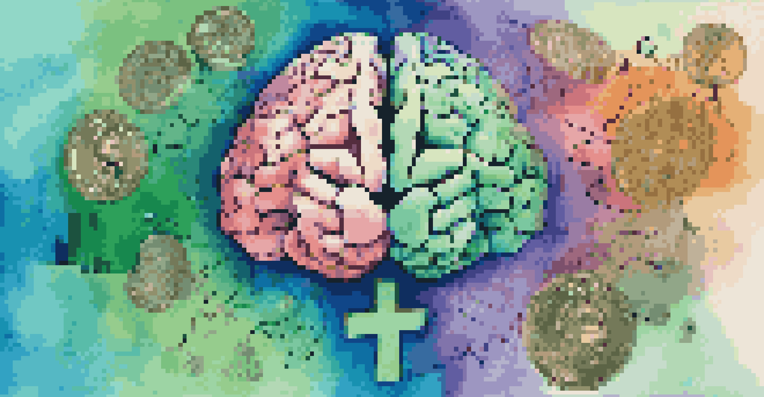 An abstract image representing cognitive biases in finance, with a brain and dollar signs intertwined against a vibrant background.