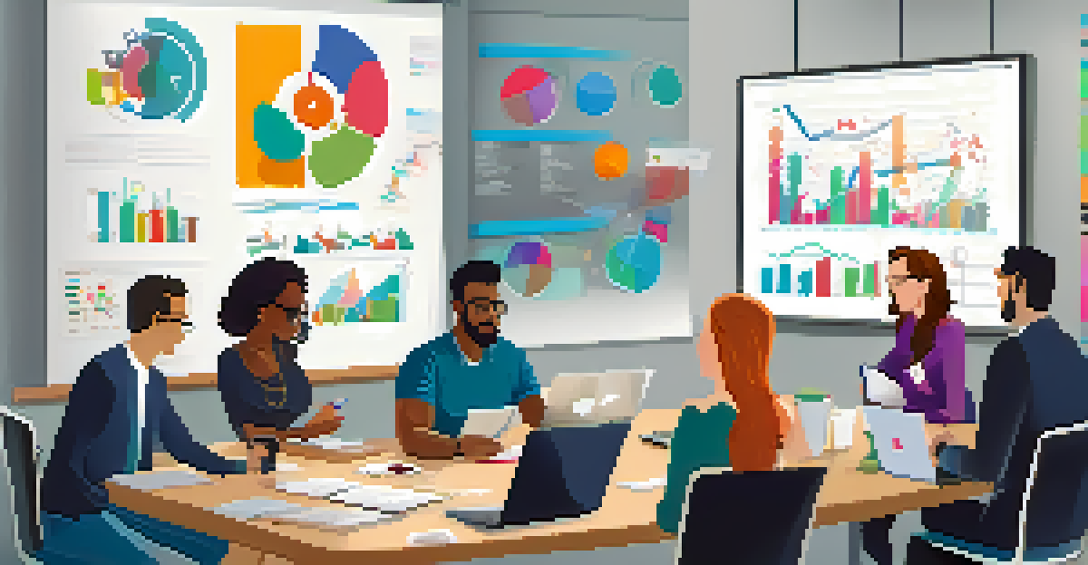 A group of diverse professionals collaborating on video marketing strategies at a conference table filled with laptops and notes.