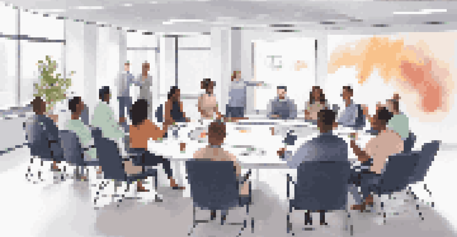 A diverse group of employees participating in an inclusive training session in a modern office setting.