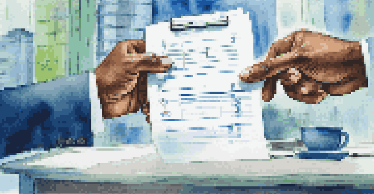 An abstract image of two hands shaking over a checklist representing negotiation goals, against a blurred city background.