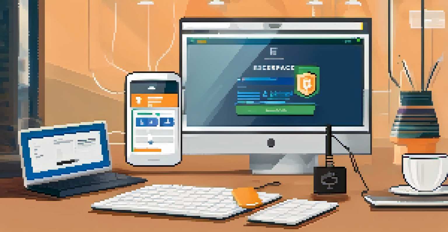 A laptop displaying a payment gateway interface with security features, surrounded by a coffee cup and notepad.