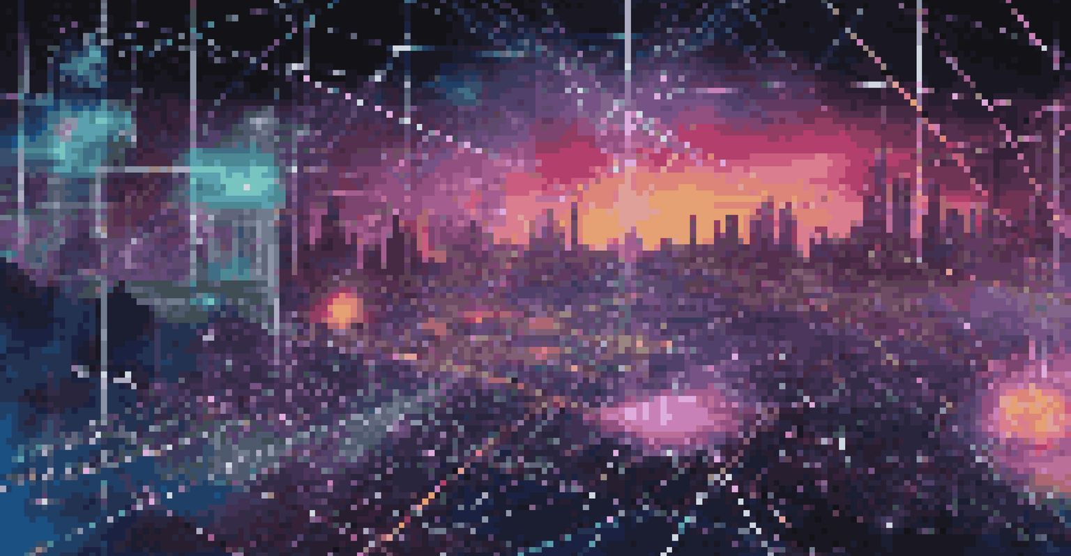 A digital landscape showcasing interconnected nodes and glowing data streams, representing the role of advanced technology in data quality management.