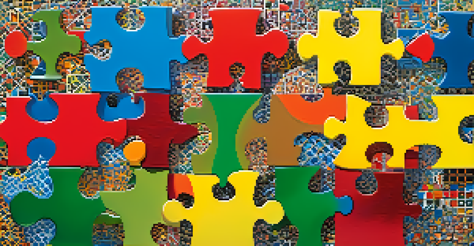An abstract image of colorful puzzle pieces representing cultural integration in business.