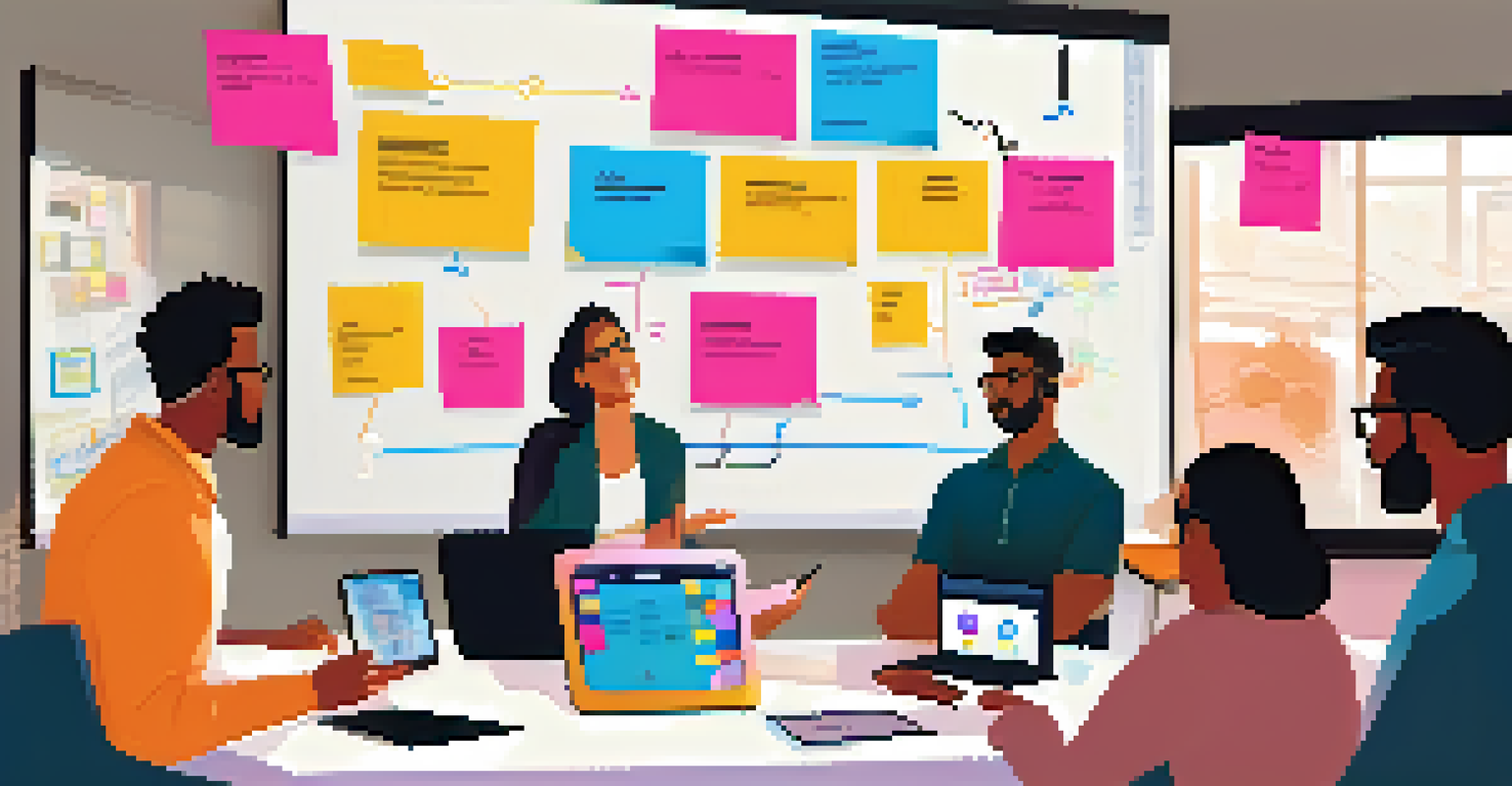A digital brainstorming session with team members collaborating on a virtual whiteboard, showcasing creativity and teamwork.
