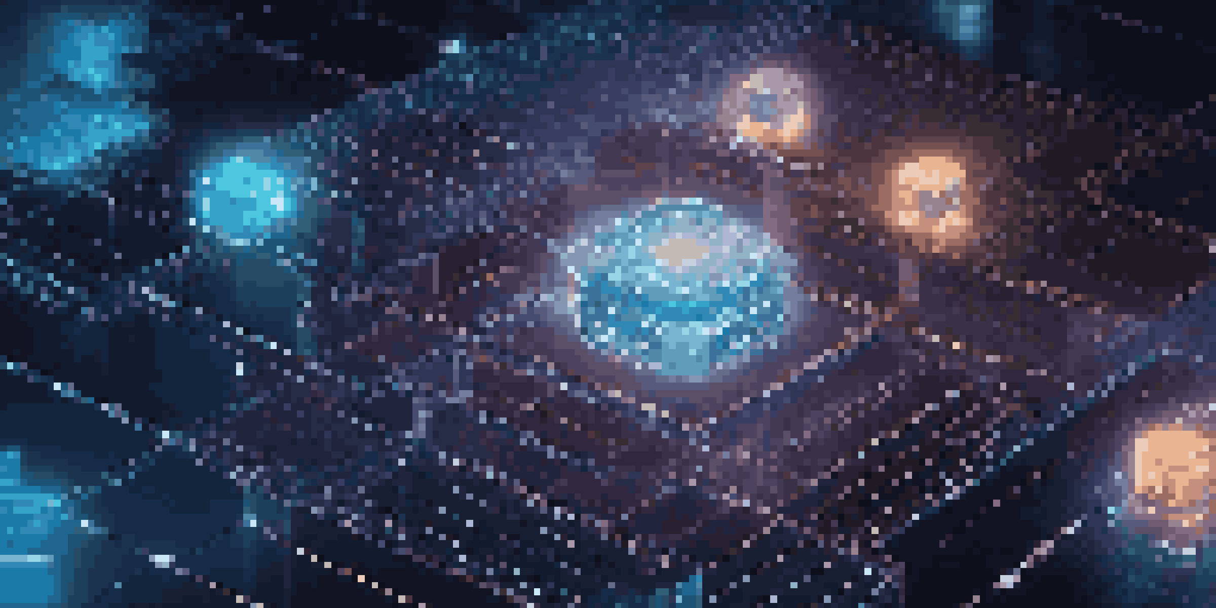 A detailed view of a digital blockchain with glowing blocks interconnected in a dark setting.