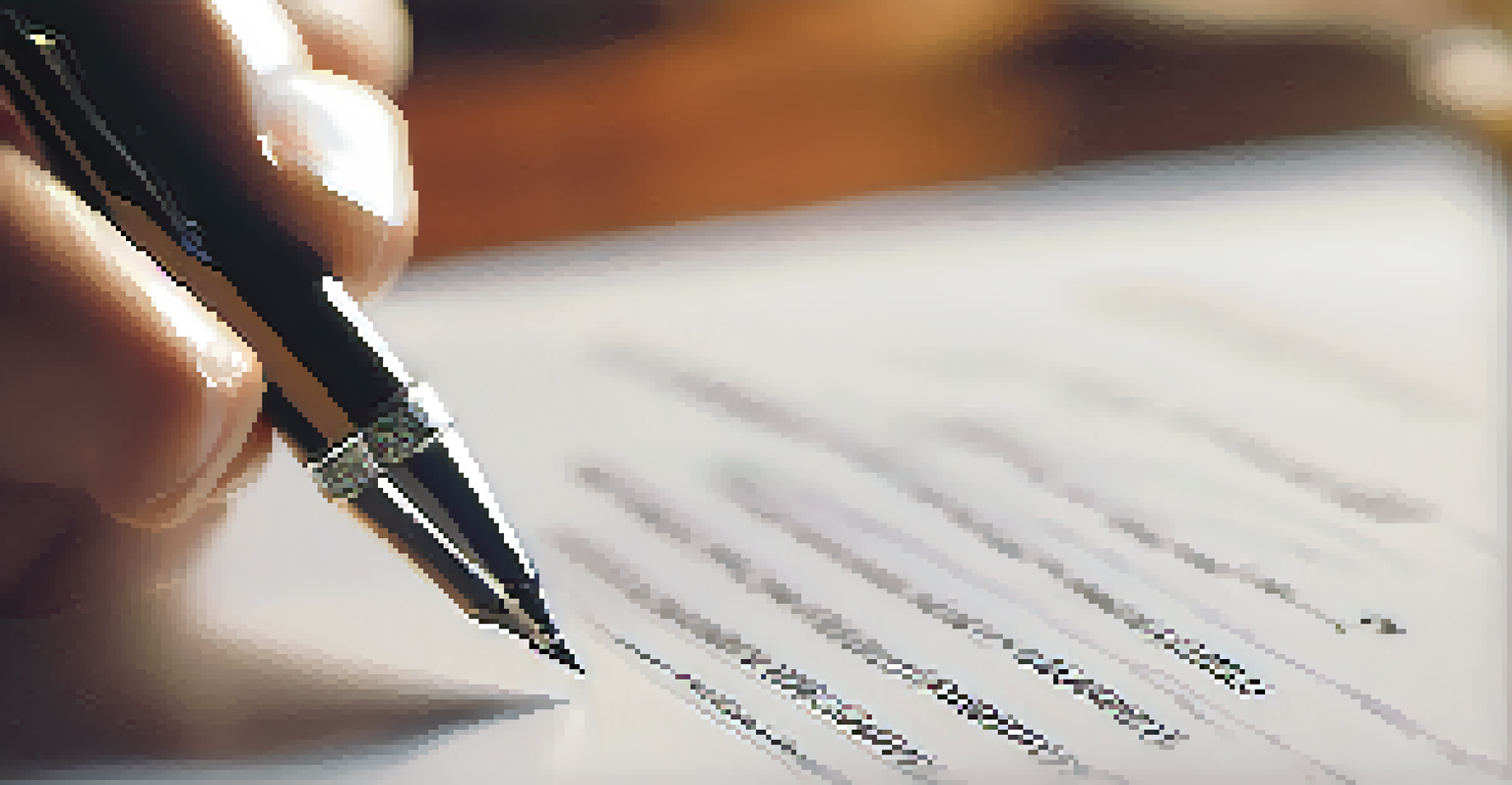 A close-up of a hand signing a merger agreement document with a watermark in a blurred background.