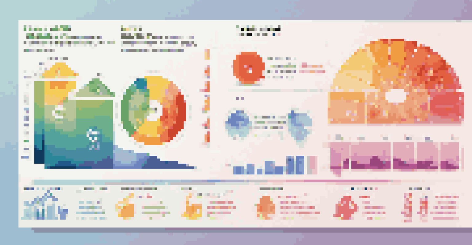 An infographic illustrating different financial ratios with colorful icons and a gradient background.