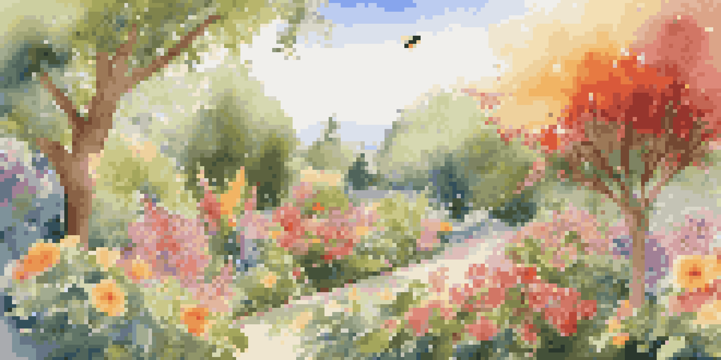 A colorful garden with blooming flowers and bees, symbolizing the idea of high-quality data leading to successful business outcomes.