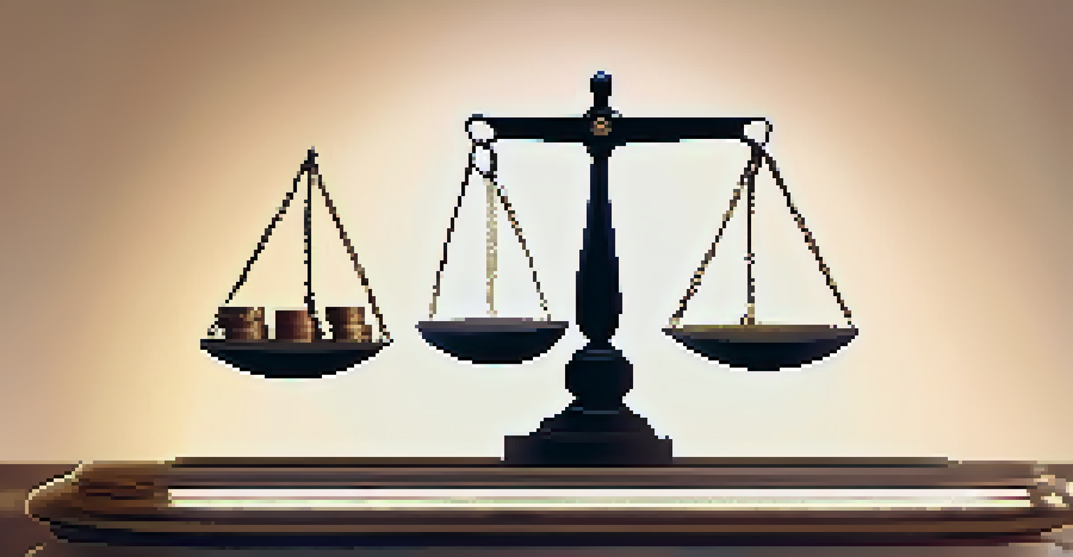 A balanced scale with coins on one side for long-term investments and cash on the other for short-term liquidity, set against a softly blurred background.