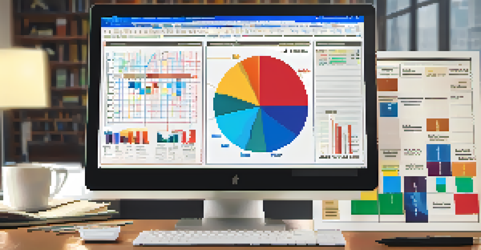 A computer screen displaying a colorful risk matrix in an office setting.