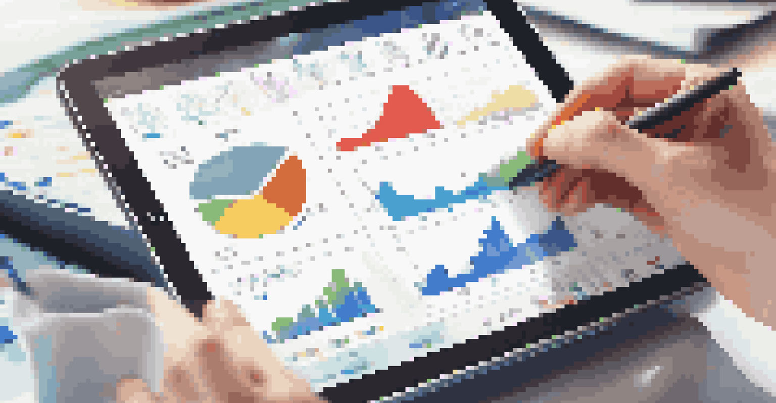 A hand interacting with a project management tool on a tablet displaying colorful task boards.