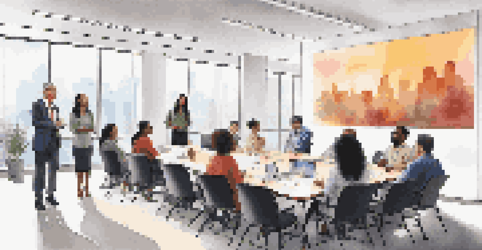 An inclusive leadership meeting with a diverse audience listening to a presentation about innovation.