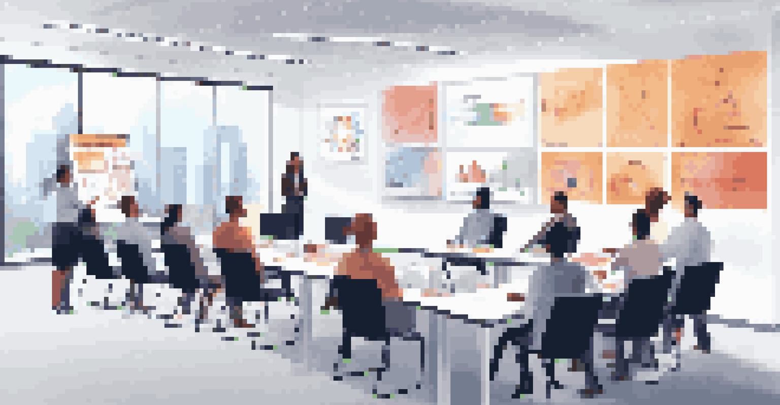Employees participating in a training session about CRM software in a bright office.