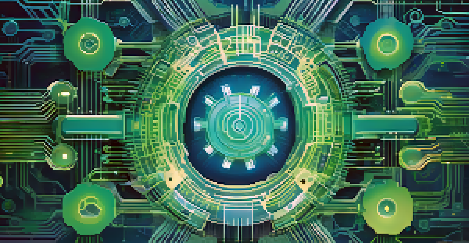 An abstract image of interconnected gears and circuits symbolizing digital transformation and innovation.