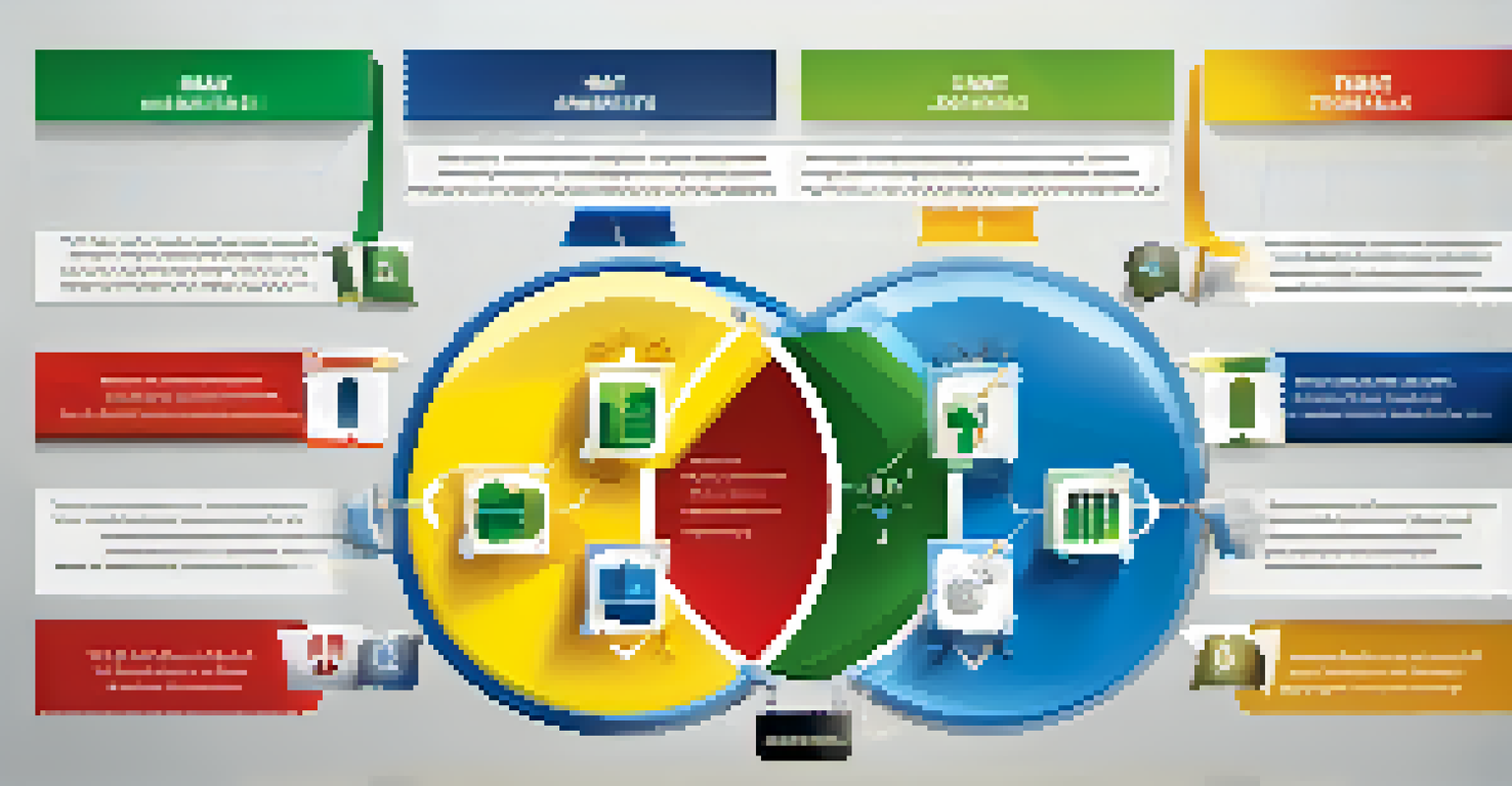 An infographic showing the SWOT analysis framework with colorful quadrants and relevant icons.