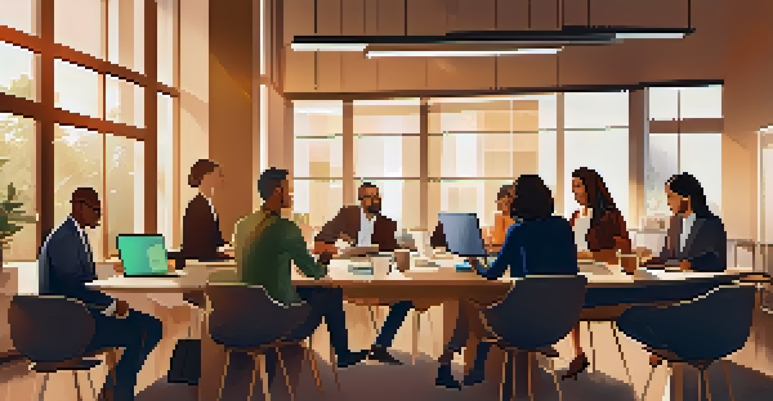 A team of diverse professionals collaborating in a meeting about integrated marketing strategies.