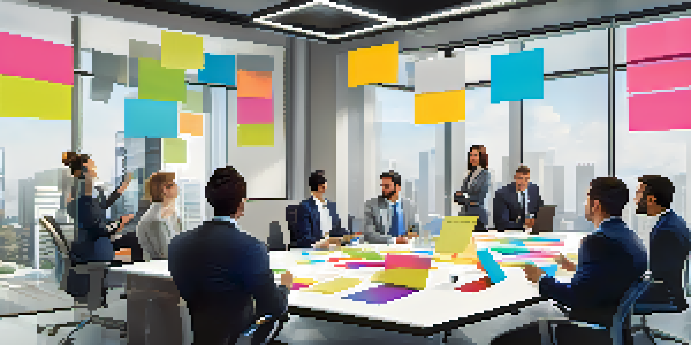 A diverse sales team collaborating in a bright, modern office during a brainstorming session.