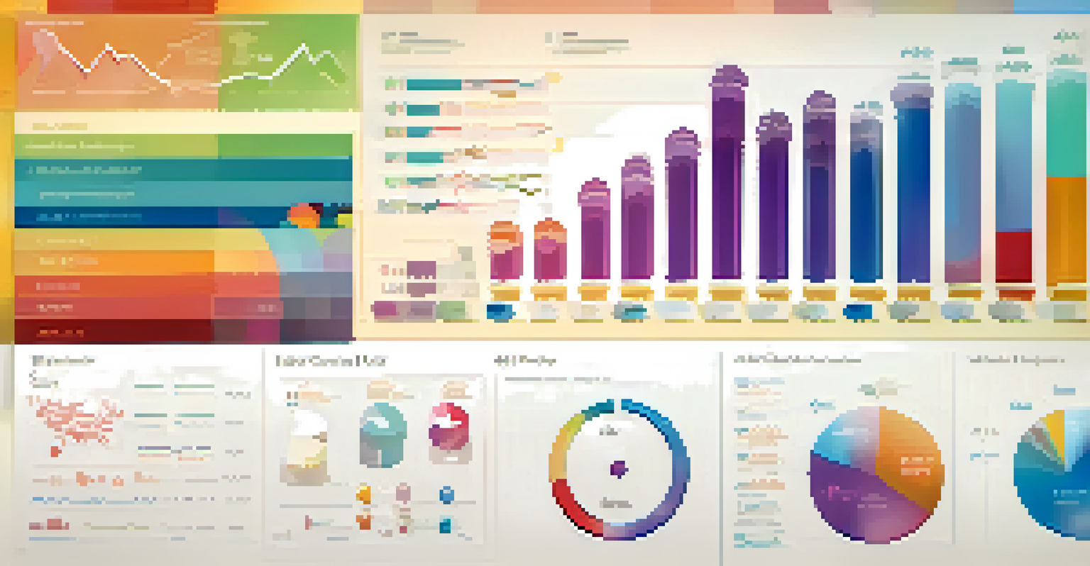 Colorful data visualizations representing demographic statistics.