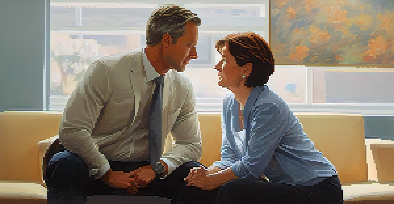 A leader offering comfort to a team member in a calm office setting, showcasing empathy and support in a nurturing environment.
