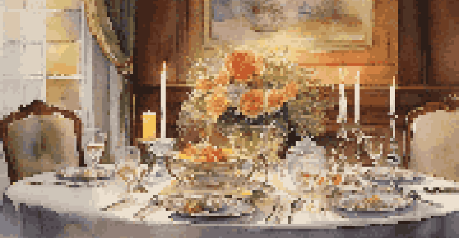 An elegantly set dining table with gourmet dishes and candlelight ambiance.