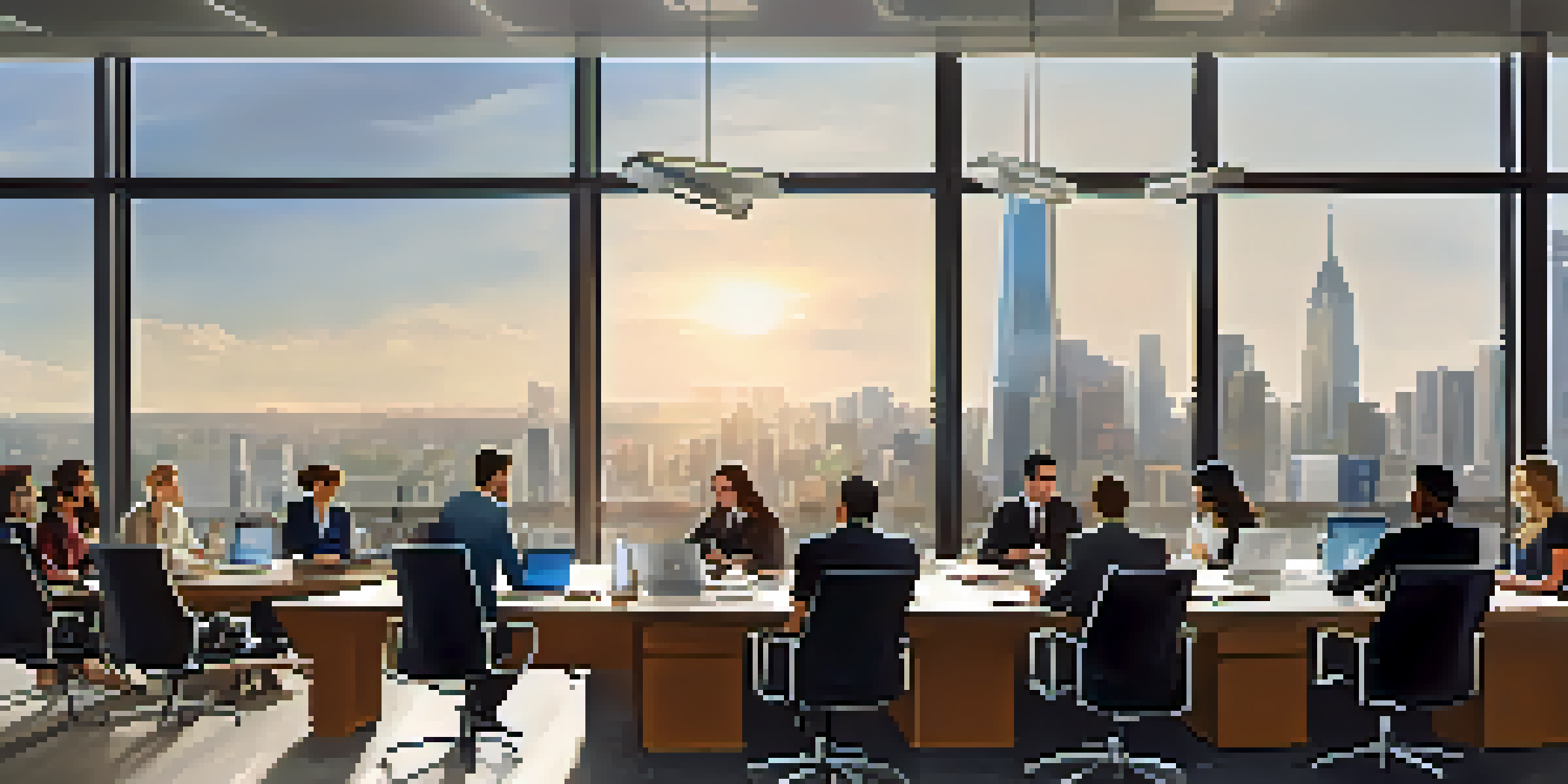 A diverse group of entrepreneurs in a modern office discussing franchise opportunities around a conference table.