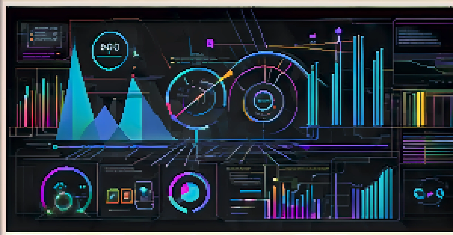 Abstract representation of technology in performance management with digital interfaces and data analytics.