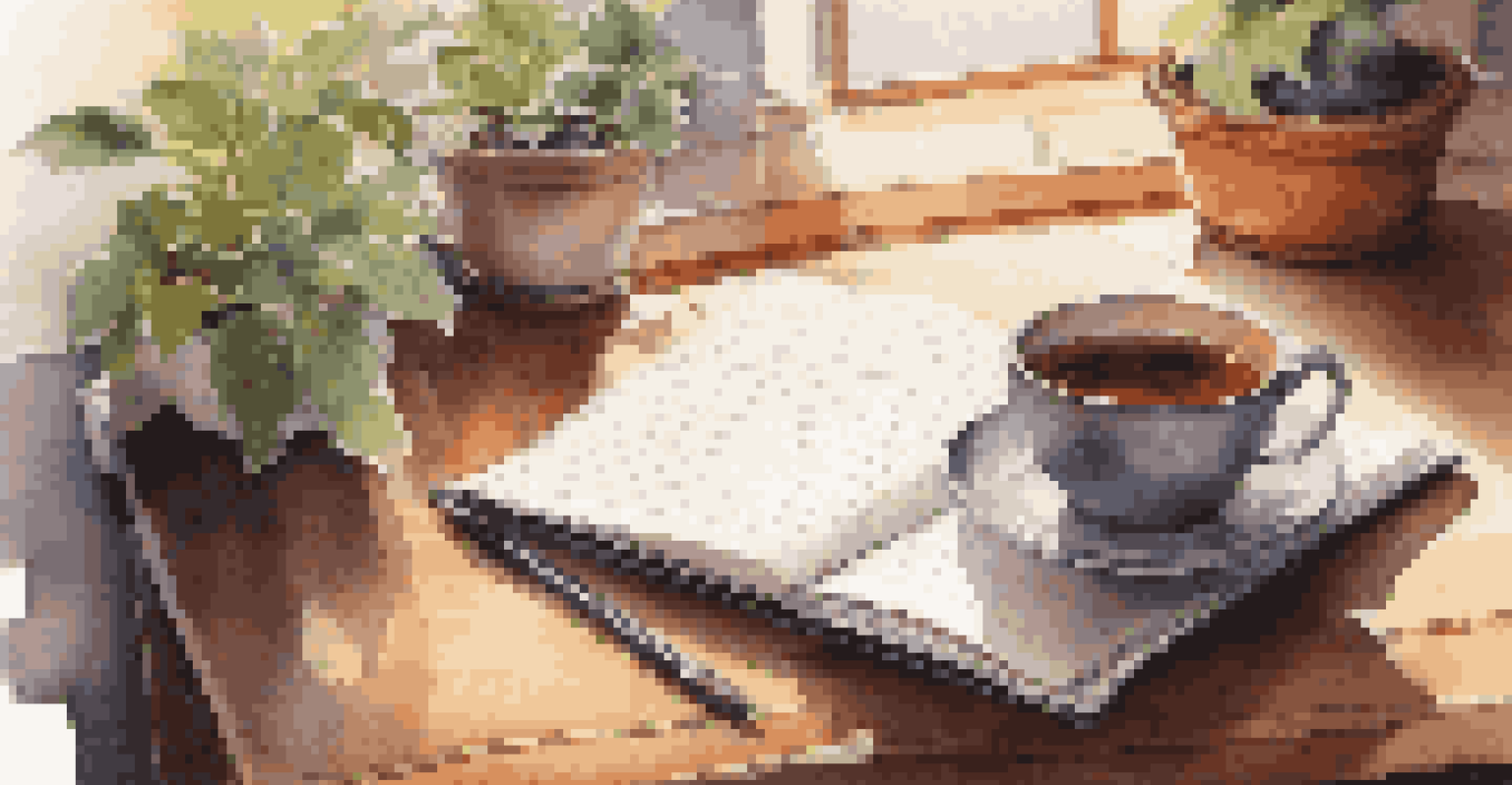 An open notebook with handwritten notes and colorful stationery next to a steaming cup of tea on a wooden table.